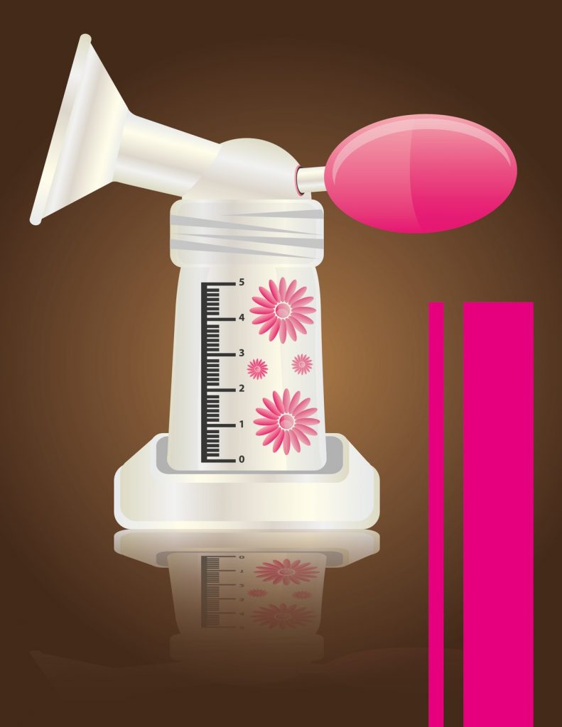 An illustration of a breastfeeding pump. 